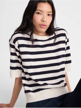 Madewell Relaxed Striped Sweater Tee in 100% Cashmere